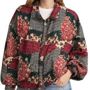 Vintage Fuda International Patchwork Bomber Jacket Floral Boho Oversized XL/3XL